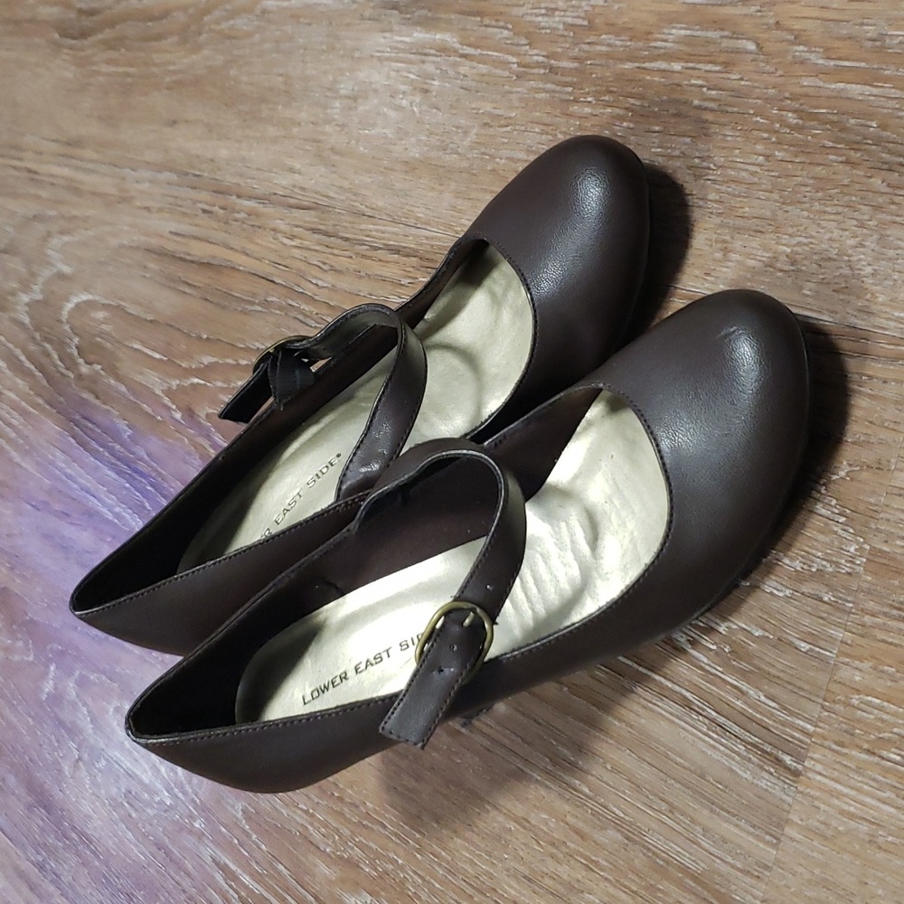 (7.5) Lower East Side Mary Jane Heels Retro 60s Old Fashioned Man Made